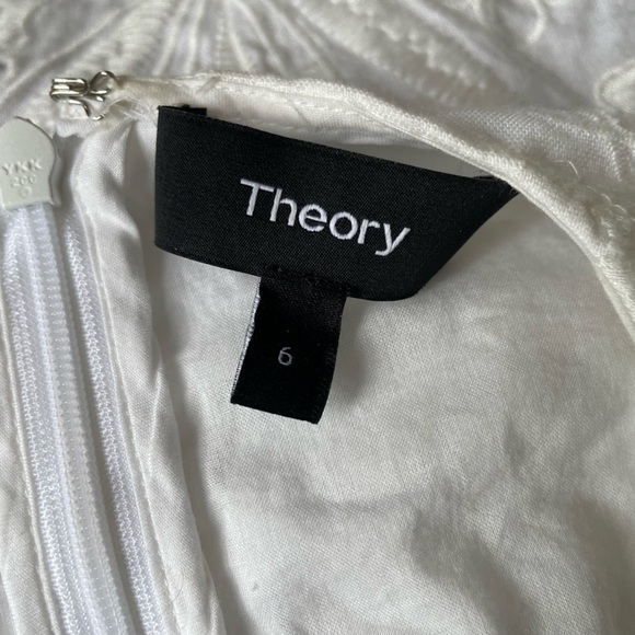 Theory Women’s Jemion E Embroidered Eyelet Dress Size 6 White Linen Fit & Flare - Picture 4 of 16